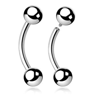 Surgical steel internally threaded eyebrow banana