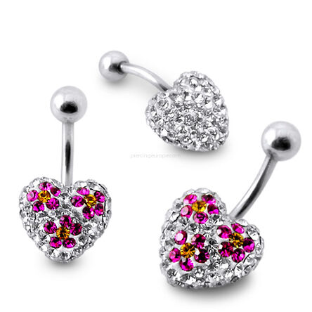 Crystal stone Heart Belly Ring