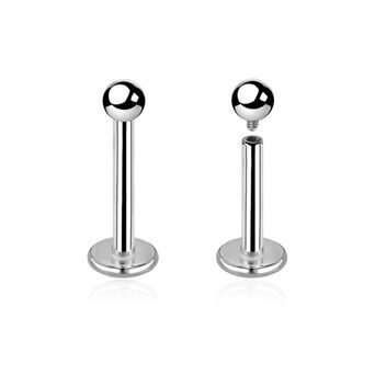 Surgical steel labret internally threaded