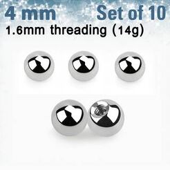 Set of 10 pcs. surgical steel balls