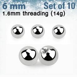 Set of 10 pcs. surgical steel balls