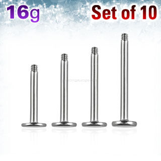 Set of 10 pcs. surgical steel labret