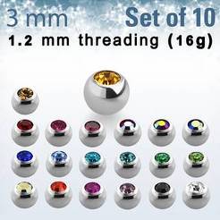 Pack of 10 pcs. balls with crystal