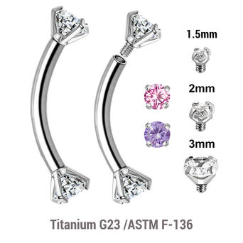 High polished titanium internally threaded eyebrow banana