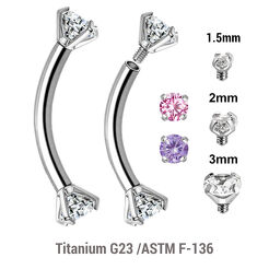 High polished titanium internally threaded eyebrow banana