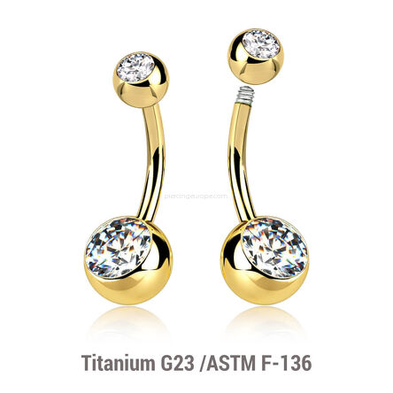 Gold PVD plated titanium G23 belly banana