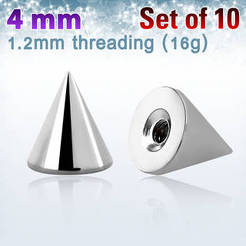 Set of 10 pcs. surgical steel cones