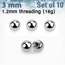 Set of 10 pcs. surgical steel balls