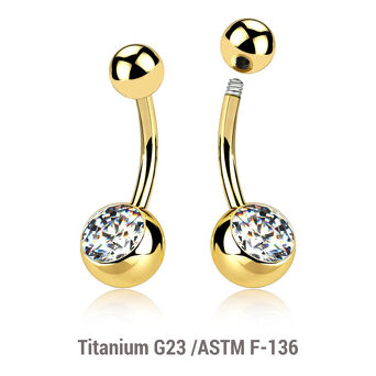 Gold PVD plated Titanium G23 belly banana