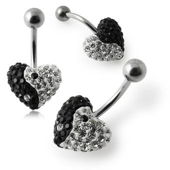 Crystal stone Heart Belly Ring