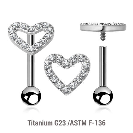 High polished titanium internally threaded tragus barbell