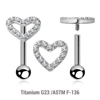 High polished titanium internally threaded tragus barbell