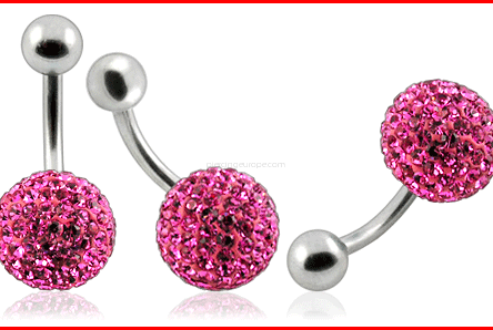 Crystal stone Ball Belly Ring