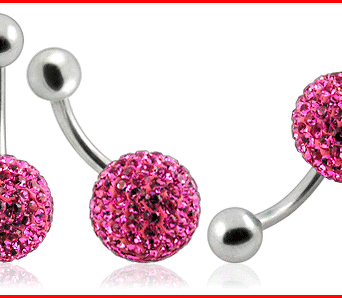 Crystal stone Ball Belly Ring