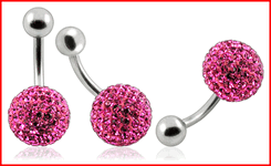 Crystal stone Ball Belly Ring