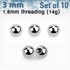 Set of 10 pcs. surgical steel balls