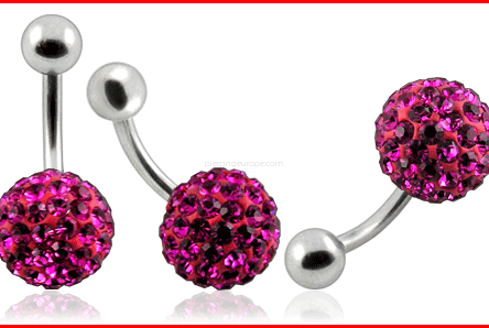 Crystal stone Ball Belly Ring