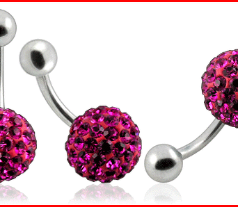Crystal stone Ball Belly Ring