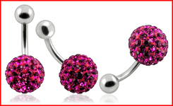 Crystal stone Ball Belly Ring