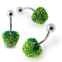 Crystal stone Green Apple Belly Ring