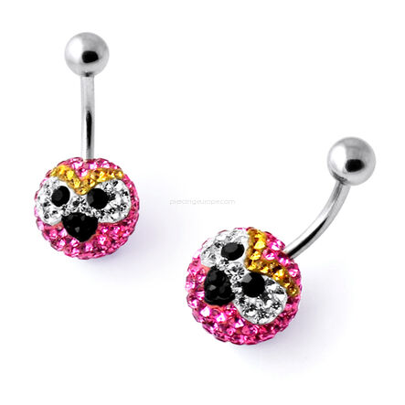 Crystal stone navel ring