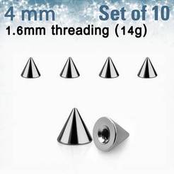Set of 10 pcs. surgical steel cones 