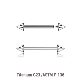 High polished titanium internally threaded nipple barbell