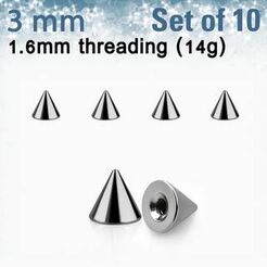 Set of 10 pcs. surgical steel cones