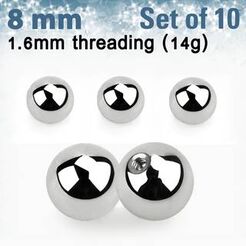 Set of 10 pcs. surgical steel balls