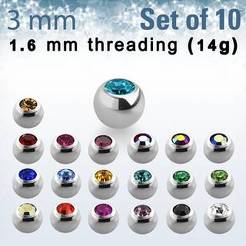 Set of 10 pcs. balls with crystal