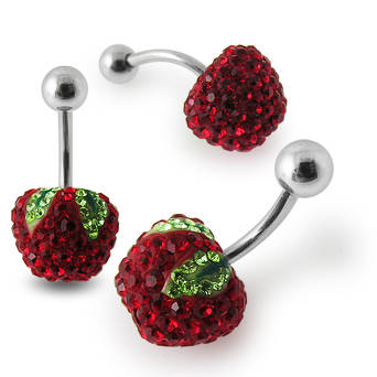 Crystal stone Red Apple Belly Ring